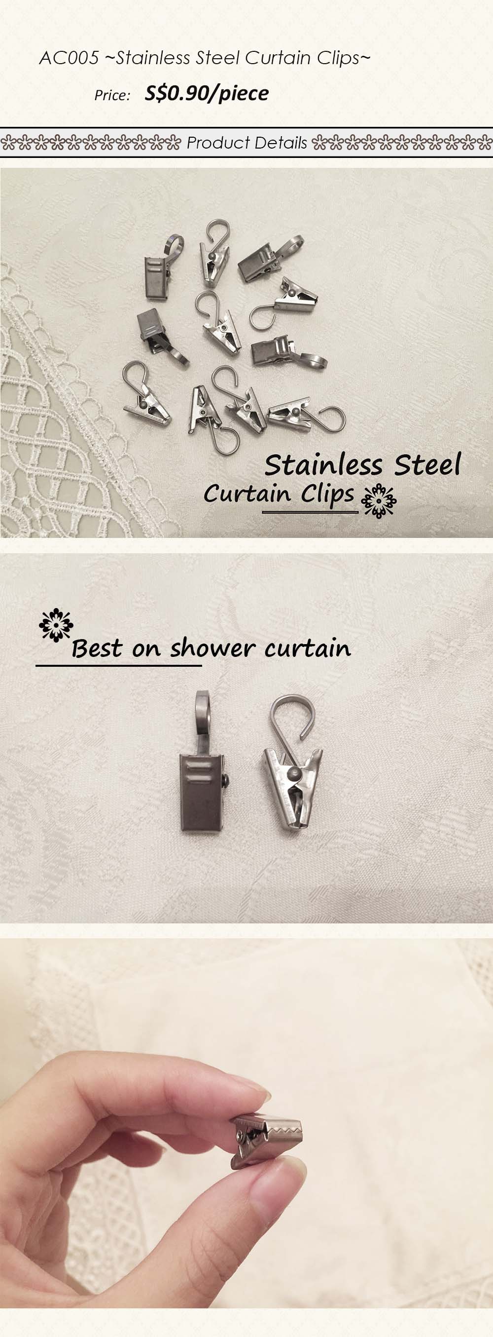 AC005 ~Stainless Steel Curtain Clips~